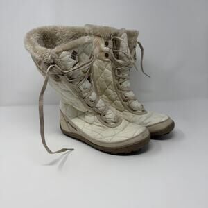 Columbia Quilted Winter Snow Boots Faux Fur Size 5